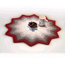 Tischdecke Weihnachten/Nikolaus,Sternförmig, Deko, Durchmesser 64cm, Handarbeit