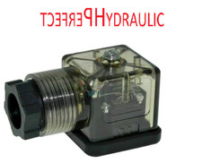 Stecker für Magnetspule, Normstecker mit LED-Anzeige DIN/EN-A  12 - 24 VDC