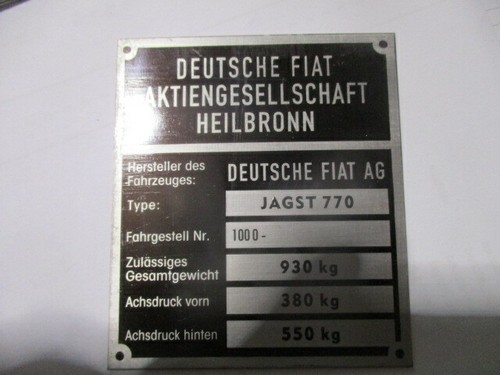 Typenschild fiat neckar schild - typenschild,