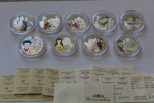 Frankreich - 9 Silbermünzen - Euro - Märchen & Sagen - coloriert