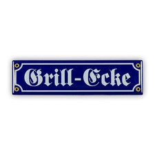 Emailleschild GRILL-ECKE 30 x 8 cm Emailschild Emaille Schild Straßenschild