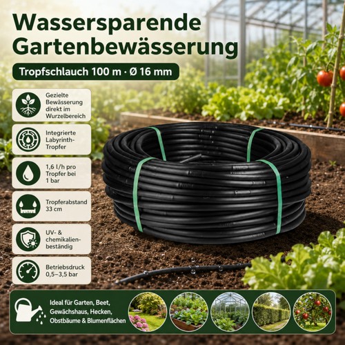 Tropfschlauch 100m 16mm h - tropfschlauch, 1,6l/h