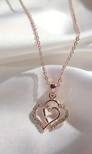 Halskette Damen Frauen   Doppelherz Gold Rose Gold Zirkonia Modeschmuck