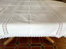 Natürliche Tischdecken mit Baumwollborte Spitze C 143 cm HW Monogam