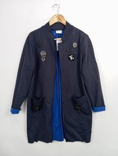 RICH & ROYAL Damen Klassischer Mantel Gr. 36/S Blau Elegant Applikationen