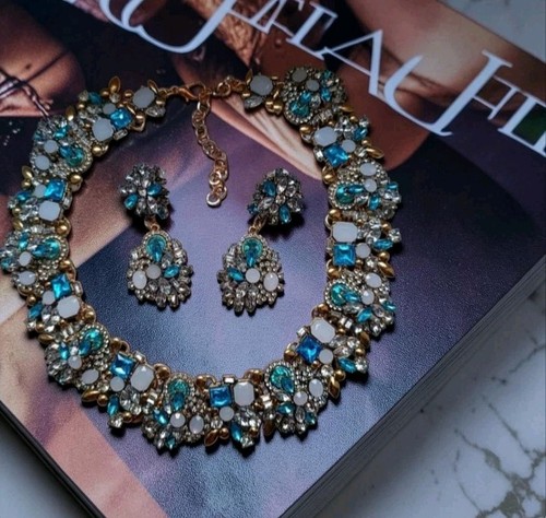 Schmuck set blau - schmuck-set, strass