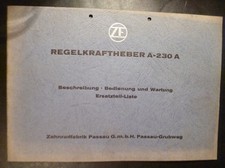 ZF Kraftheber A230 A Anleitung + Ersatzteilliste