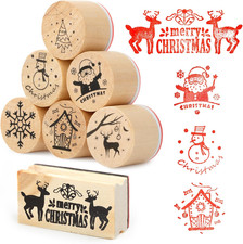 7Pcs Weihnachten Stempel Holz