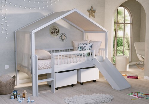 Halbhohes hausbett rollboxen - halbhohes,