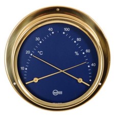 Barigo Thermometer Hygrometer Comfortmeter Messing Skala blau Regatta 984msbl