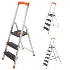 SONGMICS Trittleiter, Leiter, 3/4/6 Stufen, Alu, mit Werkzeugschale, bis 150 kg