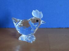 Figur Huhn Henne ca. 3 cm Glas geschliffenes Glas schwarze Augen/ Swarovski