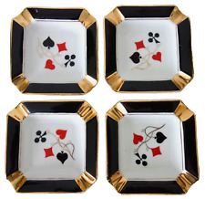 4 Aschenbecher Spielkarten Motiv Skat Poker Cmielow Polen Vintage