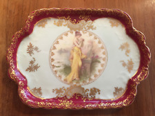 Rosenthal Tablett Tilly Lindemann Hildesheim Szenerie Dame Golddekor ca. 1910