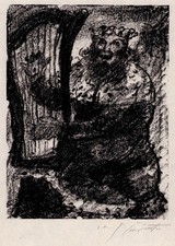 Lovis Corinth - König David beim Harfespielen - Lithographie 1923, signiert