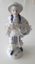 Porzellanfigur Mann Barock-Stil Blau & Weiß