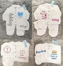 Personalisiertes Baby Krankenhaus Set Schlafanzug Baby Grow Mütze, Handschuhe Set