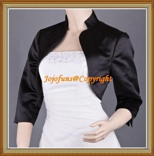 Schwarzer satin hochzeit 4 - schwarzer, 3/4