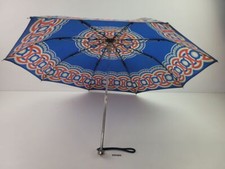 Regenschirm Kreis-Muster 82cm 70er Jahre DDR Mode Fashion alt blau #255402