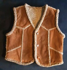 Damen Jacke Weste Shearling fake fur echt Leder Gr. 36 Sehr guter Zustand 