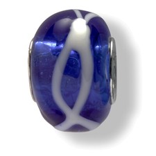 Mia Beads Glas-Bead echt Silber 925 Sterling blau weiß für Charm Bettelarmband