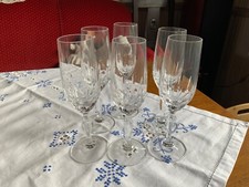 6 Sektgläser, Klingenbrunn Spiegelau Kristallglas geschliffen 19 cm hoch Vintage