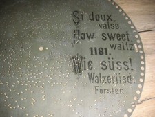 Wie süss Walzerlied Polyphon Blechplatte 39,5cm antique music box disc 15 1/2" 