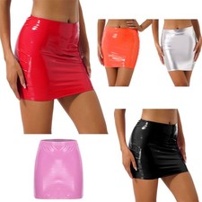 DE Damen Sexy Wetlook Minirock