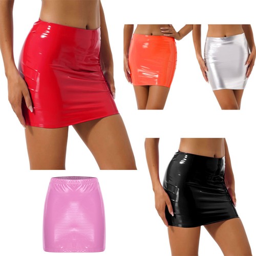 Damen sexy wetlook minirock - damen,