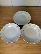 Hutschenreuther Schloss Bentheim 3 Untertassen Weiß Gold Porzellan Vintage TOP