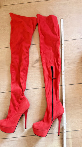 Rote plateau overkneestiefel - rote,