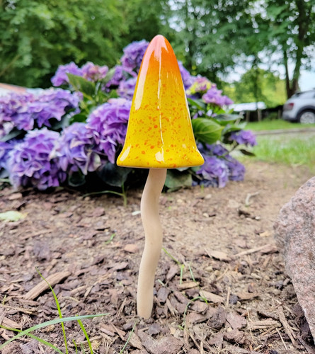 Keramik gartenstecker pilz - keramik,