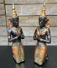 2er Set 4kg 50cm BRONZE Buddha Religion Engelwesen Tempel Wächter Figur Statue
