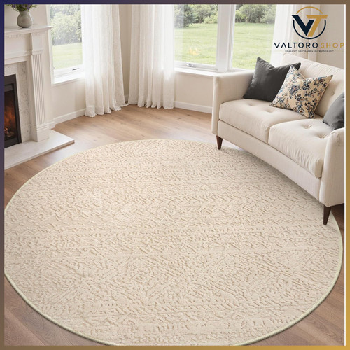 Runder teppich beige waschbar - beige,