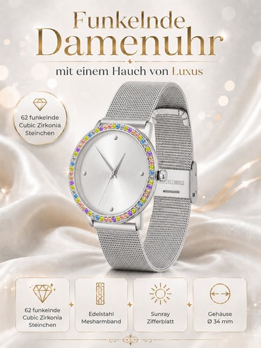 Damen armbanduhr silber - damen,