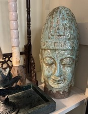 Buddha Kopf  Keramik  Grün /