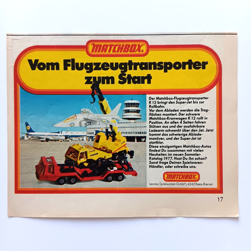 1977 matchbox werbeanzeige - 1977,