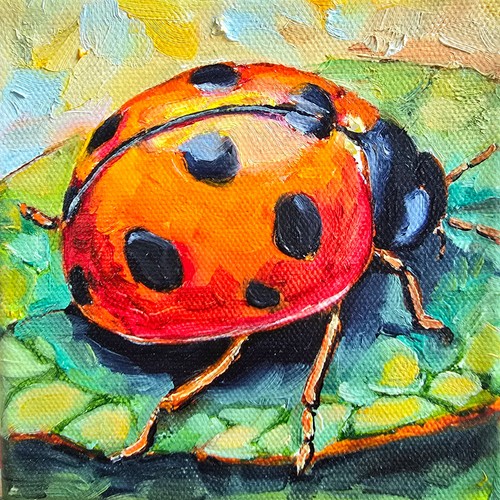 Marienkäfer ölbild 10x10 - marienkäfer,