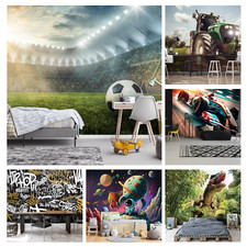 KINDERZIMMER JUNGEN GRAFFITI FUSSBALL TRAKTOR AUTO Vlies Fototapete TAPETE XXL