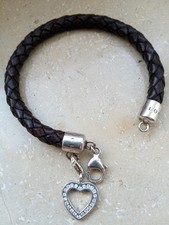 Thomas Sabo Leder Armband Braun 18,5 cm mit Herzanhänger 