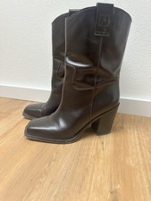 Damen Stiefeletten Braun 40 Boots Western Cowboy Blockabsatz