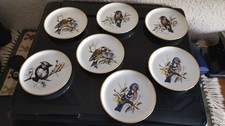 Kaiser Untersetzer Porzellan VÖGEL rund 10 cm - Goldrand - 7 Stck. gebraucht 