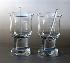 2 Holmegaard, Grog Gläser mit Rührstab aus Glas, H. ~ 14cm, ~ 450g, ~ Vintage