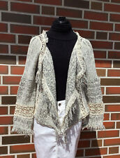 VANESSA BRUNO Strickjacke Pullover Pulli Gr. 2 (DE 36/38) Creme Schwarz Rüschen 