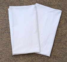zwei alte bestickte Kopfkissenbezüge weiß  Vintage Patchwork [09]