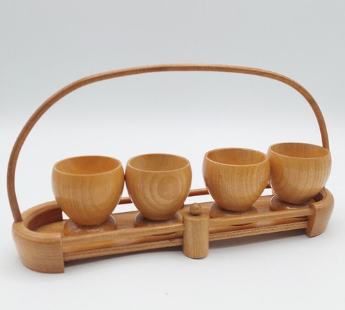 Vintage eierbecher holz set - vintage,