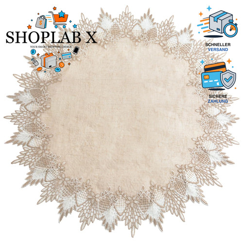 Tischdecke rund cremefarben - tischdecke,