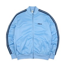 Adidas Retro Beckenbauer Jacke Babyblau Marineblau Vintage Loose