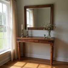 Atemberaubender Massivholz Metall Ecken Flur Konsolentisch massiv Akazienholz 120cm