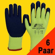 6 Paar Winterhandschuhe Winter Blocker Nitras 1603W neongelb/blau (Gr.8-11)